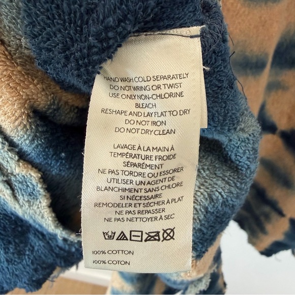Free People Blue and Tan Tie-Dye Beach Boho Surfing Bohemian Hooded Poncho XS/S - Picture 8 of 12